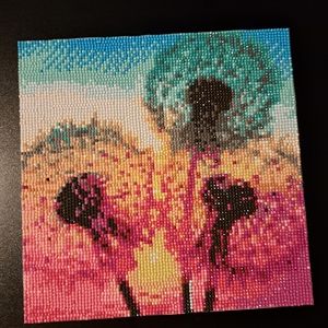 Finished colorful dandelion diamond painting